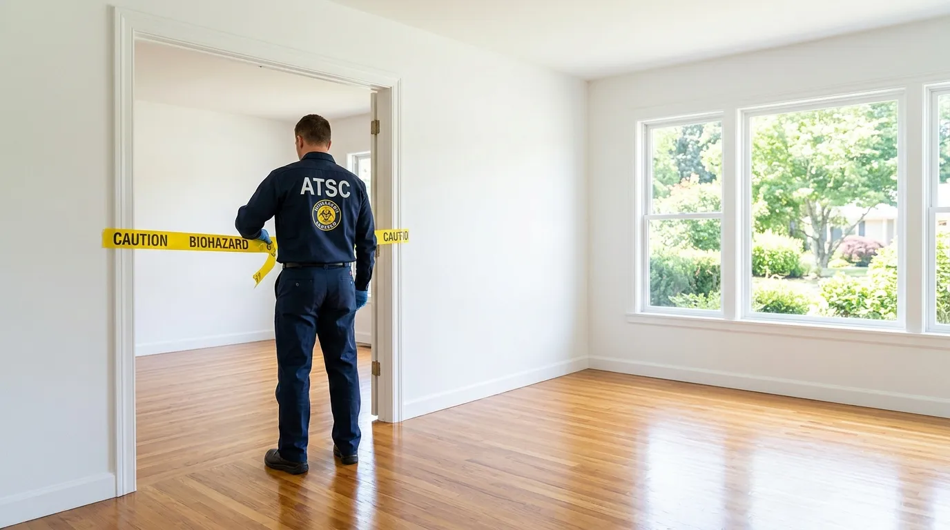 Certified biohazard cleanup crew performing Decomposition Cleanup in West Islip